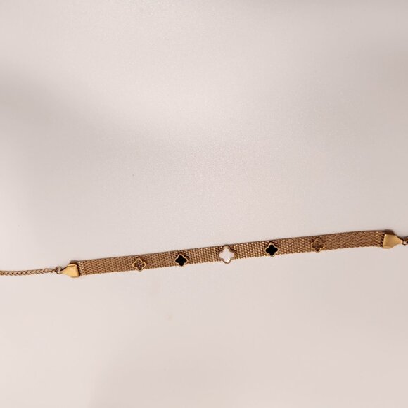 New mesh bracelet with flower and clover designer inspired18K gold plated - Picture 6 of 10